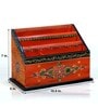 Wooden Handpainted Decorative Desk Organizer Showpiece in Orange Color