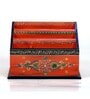 Wooden Handpainted Decorative Desk Organizer Showpiece in Orange Color