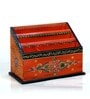 Wooden Handpainted Decorative Desk Organizer Showpiece in Orange Color