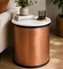 Crafton Marble Top Side Table In Copper Finish Crafton Marble Top Side Table In Copper Finish