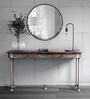 Quatro Metal Console Table In Rustic Teak Finish