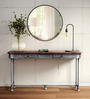 Quatro Metal Console Table In Rustic Teak Finish