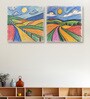 Crayon Hand Drawn Canvas Wall Painting Set of 2 Stretch Canvas Frame