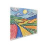 Crayon Hand Drawn Canvas Wall Painting Set of 2 White Frame