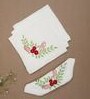 Cream  (16.5 x16.5 ) Hand Embroidered Linen (Set of 4) Napkin Sets