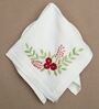 Cream  (16.5 x16.5 ) Hand Embroidered Linen (Set of 4) Napkin Sets