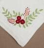 Cream  (16.5 x16.5 ) Hand Embroidered Linen (Set of 4) Napkin Sets