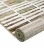 Cream & Beige Abstract Polyester 5 x 7 Feet Machine Made Carpet