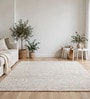 Cream Geometric Wool And Cotton 5 X 8 Ft Hand Tufted Carpet