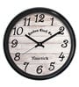Cream & Black Plastic Analog Wall Clock