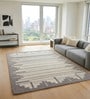 Cream Abstract Wool And Cotton 5 X 8 Ft Hand Tufted Carpet