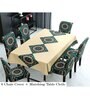 Cream & Green Solids 7 Pcs PVC & Spandex Table Cover With 6 Chair Cover