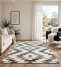Cream Geometric Wool And Cotton 5 X 8 Ft Hand Tufted Carpet
