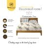 Cream & Grey Glace Cotton Floral Print Elastic Fitted King Bedsheet With 2 Pillow Covers