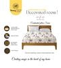 Cream & Grey Glace Cotton Floral Print Elastic Fitted King Bedsheet With 2 Pillow Covers