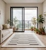 Cream Abstract Wool And Cotton 5 X 8 Ft Hand Tufted Carpet