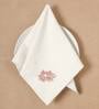 Cream (16 x16 ) Floral Hand Embroidered Cotton (Set of 6) Napkin Sets