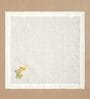 Cream (16 x16 ) Floral Hand Embroidered Linen (Set of 4) Napkin Sets