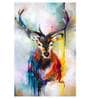 Deer In Cream Canvas Framed Art Print (33 x 21 Inches)