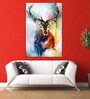 Deer In Cream Canvas Framed Art Print (33 x 21 Inches)
