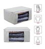 Cream Polka Dot Print Cotton Foldable Underbed Organizer