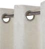 Cream Solid Jute 5 Ft Light Filtering Eyelet Window Curtains (Set of 2)