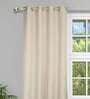 Cream Solid Jute 5 Ft Light Filtering Eyelet Window Curtains (Set of 2)