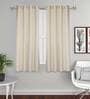 Cream Solid Jute 5 Ft Light Filtering Eyelet Window Curtains (Set of 2)
