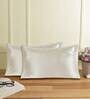 Cream Solid 210TC Satin 17 x 27 Inches Pillow Covers (Set of 2)