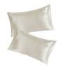 Cream Solid 210TC Satin 17 x 27 Inches Pillow Covers (Set of 2)