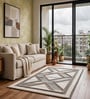 Cream Abstract Wool And Cotton 5 X 8 Ft Hand Tufted Carpet