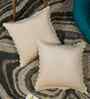Cream Velvet Abstract 16X16 Inches Cushion Covers (Pack of 2)