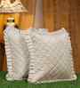 Cream Velvet Geometric 16X16 Inches Cushion Covers (Pack of 2)