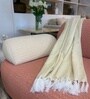Solace Cream 100% Cotton 50x90 Inches Sofa Throw