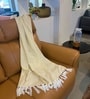 Solace Cream 100% Cotton 50x90 Inches Sofa Throw