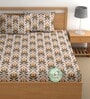 Cream 180 TC Cotton Double Bedsheet 2 Pillow covers
