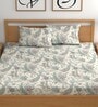 Cream 200 TC Abstract Cotton Queen Double Bedsheet 2 Pillow covers