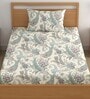 Cream 200 TC Abstract Cotton Single Bedsheet Pillow covers