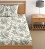 Cream 200 TC Abstract Cotton Single Bedsheet Pillow covers