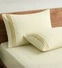 Cream 210 TC Cotton King Size Bedsheet with 2 Embroidered Pillow Covers