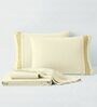 Cream 210 TC Cotton King Size Bedsheet with 2 Embroidered Pillow Covers