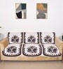 Cream 5 Seater Floral 10Pcs Sofa Covers
