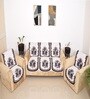 Cream 5 Seater Floral 10Pcs Sofa Covers