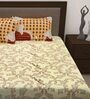 Cream Abstract 186 TC 100% Cotton Queen Sized Bed Sheets with 2 Pillow Covers