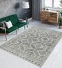 Cream Geometric 4 Ft X 6 Ft Machine Made Carpet