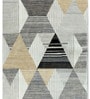 Cream Geometric Polyester 3 ft X 5 ft Machine Made Carpet
