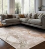 Cream Abstract Polyester 5 ft X 7 ft Machine Made Carpet