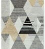 Cream Geometric Polyester 5 ft X 7 ft Machine Made Carpet