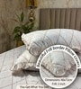 Cream Geometric Polycotton Double King Fitted Bedsheet With 2 Frill Pillow Covers