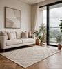 Cream Geometric Wool And Cotton 5 X 8 Ft Hand Tufted Carpet